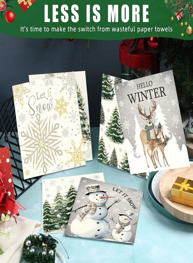 Ferrochef 6 Pcs Christmas Swedish Kitchen Dishcloths Watercolor Christmas Tree Kitchen Towels Winter Xmas Reusable Cotton Absorbent Dish Towels for Bathroom Office Wedding Housewarming 7 x 8 Inch - Image 5